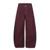 Estilo Informal de Ropa de Trabajo para Hombre Marca de Moda Estilo Americano Diseño de Doble Pinza con Costuras Visibles Pantalones de Pierna Ancha con Forma de Arco