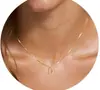Colar Personalizado Europeu e Americano Transfronteiriço com Inicial em Ouro 26 Pingentes Corrente de Pescoço Colar de Corrente Osso de Cobra Feminino Verão 2024