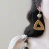 Pendientes de Madera, Ratán, Redondos, Triangulares, Estilo Étnico Vintage, Aguja de Plata, Diseño Nicho, Pendientes Exagerados para Mujer