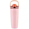 Taza de fruta portátil de 30 oz transfronteriza para exteriores, taza deportiva portátil con tapa abatible, taza doble para beber, taza aislada de acero inoxidable de gran capacidad
