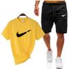 Traje deportivo informal de manga corta con camiseta de manga corta y parte superior de algodón para hombre de verano transfronterizo en stock
