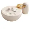 Mesa de Centro para Sala de Estar Color Crema para Apartamentos Pequeños, Mesa de Centro Modelo Nuevo Minimalista Moderno de Lujo Ligero con Alto Sentido Artístico