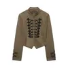 Ropa de mujer al por mayor transfronteriza 2026 otoño nueva moda versátil textura de gamuza hebilla anudada chaqueta 4344800