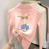 Ropa interior básica de polar con cuello alto medio para niñas para otoño e invierno, top cálido casual de manga larga cepillada para niños mayores