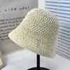 Sombrero de Pescador Artístico Estilo Coreano al por Mayor Sombrero Cubeta Manchas Versátil Estilo Japonés Sombrero Cubeta Tejido a Mano para Mujer Tejido