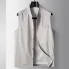 Colete Casual Masculino 2026 Primavera/Verão Luxo Leve Estilo Old Money Gola Alta Malha de Lã Sem Mangas Jaqueta de Alta Qualidade para Jovens