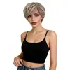 Peluca de comercio exterior AliExpress para mujer, cabello corto, moda europea y americana, peluca de fibra química color oro claro para mujer, fabricantes transfronterizos, venta al por mayor en wish