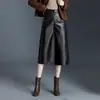 Pantalones de cuero, pantalones simples de pierna ancha cropped para mujer, nuevo estilo otoño e invierno 2026, fluidos, holgados, pantalones casuales versátiles, pantalones de pierna recta a la moda