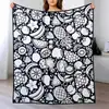 Manta Criativa para Colorir DIY Grafite Desenho em Linha Preto e Branco Manta Pintada à Mão para Lazer em Casa Manta Multifuncional para Soneca Venda por Atacado