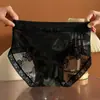 Bragas sexys de encaje transpirables de lujo ligero estilo francés de cintura media con estampado calado, entrepierna antibacteriana de seda de morera, calzones ligeros para mujer
