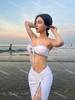 Novo Estilo Coreano Sexy Puro Desejo Top Tubo com Gola Halter Conjunto de Três Peças Biquíni para Férias na Praia e Fontes Termais Maiô Dividido para Mulheres