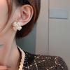 Brincos de camélia pequenos e perfumados de alta qualidade, brincos com temperamento francês retrô, brincos de flores para socialite, novos para mulheres