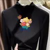 Nuevo Top Base de Manga Larga de Felpa Cómoda con Cuello Medio Alto de Volantes para Niñas Otoño/Invierno 2026 para Niños Pequeños y Niños Pequeños