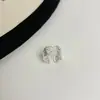Anillo texturizado de plata de ley S925 para mujer, diseño abierto ajustable, estilo de nicho de alta gama, anillo versátil de lujo ligero para el dedo índice, nuevo