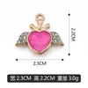 Alas en forma de corazón incrustadas de diamantes, disponibles para pedidos mixtos, colgantes transfronterizos, charms, pulseras, collares, accesorios de joyería, DIY, directo del fabricante
