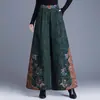Ropa de Mujer Tallas Grandes Gordita Mm2025 Otoño e Invierno Pantalones de Pierna Ancha de Cintura Alta Pantalones Casuales Sueltos Bordados Pantalones de Nueve Puntos Estampados a la Moda