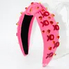Diadema con Letras Xo del Día de San Valentín de Fábrica, Accesorio para el Cabello de Tela Anudada con Pedrería en Forma de Corazón, Exclusivamente para Ventas Transfronterizas