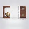 Timbre magnético de madera de nogal, nuevo carillón de viento de entrada estilo chino, campana de latón, adorno colgante decorativo sin taladro
