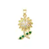 Girasol de hoja verde dorada simple y popular comercio exterior transfronterizo DIY joyería hecha a mano cobre circón microincrustado accesorio colgante