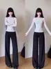 Camiseta interior para mujer, otoño e invierno, ropa interior, algodón puro, hombro normal, cuello redondo, camiseta de manga larga, corte ajustado, estiliza, top, capa base de lana