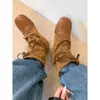Botines con Tiras Estilo Páramo de la Primera Temporada para Mujer, Botines Cortos Retro Occidentales con Tacón Oculto, Versátiles y Adelgazantes, Botas de Caballero