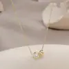 Corrente para Clavícula Elegante com Zircônia Banhada a Ouro Real Design de Nicho Feminino Colar com Pingente Redondo Geométrico Colar Versátil