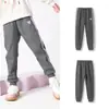 Ropa Infantil Balabala Pantalones para Niñas Ropa de Invierno para Niños Mayores Pantalones Largos Forrados de Polar Pantalones Casuales Cálidos para Niños Moda Deportiva