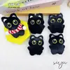 Pingente de Pelúcia Gato Preto Desenho Animado, Ornamento Pendurado Gatinho Brinquedo, Presente Fofo, Acessório de Bolsa que Faz Barulho