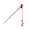 Horquilla antigua de estilo chino clásico nuevo, tocado Hanfu, broche para el cabello, flor de rosa, accesorios para el cabello, horquilla con borla