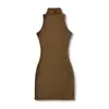 Venta al por mayor de ropa de mujer transfronteriza otoño 2026 nuevo estilo europeo y americano chica popular vestido tipo tank de doble capa, cuello alto, sin mangas, ajustado