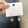 Brincos de estrela de cinco pontas em prata S925, brincos simples de metal, estilo coreano, estilo doce e fresco, design personalizado, novos brincos por atacado