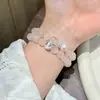 Pulsera de Plata de Ley S925 Ojo de Gato Cepillado Cristal Rosa Natural Diamante Completo Perla Shijia para Mujer Joyería de Mano Elegante de Lujo Accesible