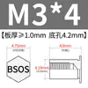 Poste de tuerca remache de acero inoxidable para agujero ciego BSOS-M3, agujero inferior 4.2, remache hexagonal de cabeza plana para chapa metálica