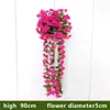 Vines Decorativas de Flores Artificiais, Orquídeas Penduradas Simuladas para Parede, Flores para Cestas Penduradas, Flores de Seda, Vines de Flores, Vários Tamanhos, Atacado de Fabricantes