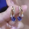 Nuevos pendientes de cristal azul con forma de gota de agua para verano pendientes de diseño nicho pendientes de temperamento joyería al por mayor