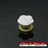 Puxador de Cerâmica para Móveis Gaveta de Armário Buraco Único Moderno Simples Pastoral Preto e Branco Estilo Europeu Buraco Único Redondo Puxador de Flor Rosa