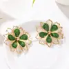 Nuevo Anillo de Flor Tridimensional Hueco de Doble Capa de Loto Elegante y Dulce de Venta Caliente Transfronterizo Pulsera Aretes Collar