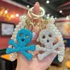 Chaveiro Criativo Feito à Mão DIY Corrente de Pérolas Argila de Polímero Caveira com Strass Novo Modelo Ornamento Pendente Requintado de Halloween
