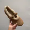 Zapatos Birkenstock de Peluche Estilo Coreano para Mujer 2026 Otoño/Invierno Nuevos Planos Suela Suave Zapatos Mary Jane Cálidos de Algodón