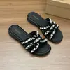Pantuflas de Verano para Mujer para Exteriores, Sandalias de Moda Estilo Nuevo Inspiradas en Chanel, Estilo Hada Francés, Tacón Bajo con Perlas 2026 Playa