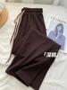 Pantalones de pana de algodón de pana de canalé ultra fina de pierna ancha para mujer, primavera y otoño, nuevos, con doble cordón, cinturón de sonriente, pantalones casuales, pantalones rectos de cintura alta