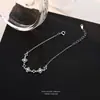 Pulsera de Plata de Ley S925 de Cuatro Hojas con Circonita Fresca y Exquisita con Corte de Cielo Estrellado Moda Nicho Joyería de Alta Gama
