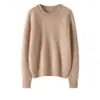 Novo Suéter de Caxemira Feminino Outono/Inverno 2026 Pulôver Tricotado Gola Redonda Fio Duplo Espessado Camada Base Quente