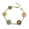 [07] versión coreana transfronteriza de ins moda lujo brújula de la suerte placa de estrella ocho estrellas Mans flores pulsera mujeres