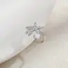 Brincos elegantes com zircônia incrustada banhados a ouro real, personalidade feminina, estrela-do-mar, sem furo, clipe de osso da orelha, simples, para combinar com tudo, brincos de clipe