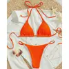 Novo maiô sexy para mulheres, biquíni de três peças liso, conjunto de praia e fontes termais de amarrar justo