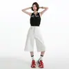 Jeans Blancos de Pierna Ancha con Bolsillo Naranja Infantil # Plegable, de Cintura Alta, Adelgazantes, Favorecedores, Casuales, Versátiles, de Pierna Recta, Pantalones Cortos.