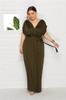 Ropa de mujer de talla grande de comercio exterior europeo y americano, Amazon desea nuevo vestido holgado de color sólido con escote en V y vuelo grande.