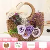 Bolso Tejido de Paja Floral Hecho a Mano para DIY con Materiales de Flores Artificiales, Bolso de Mano para Actividades de Team Building y Calentamiento, Bolso de Mano Pequeño