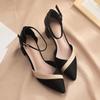 Sandalias elegantes de estilo francés para mujer, tacón grueso de hada, novedad 2023, tacón medio puntiagudo, hebilla de moda, tacones altos